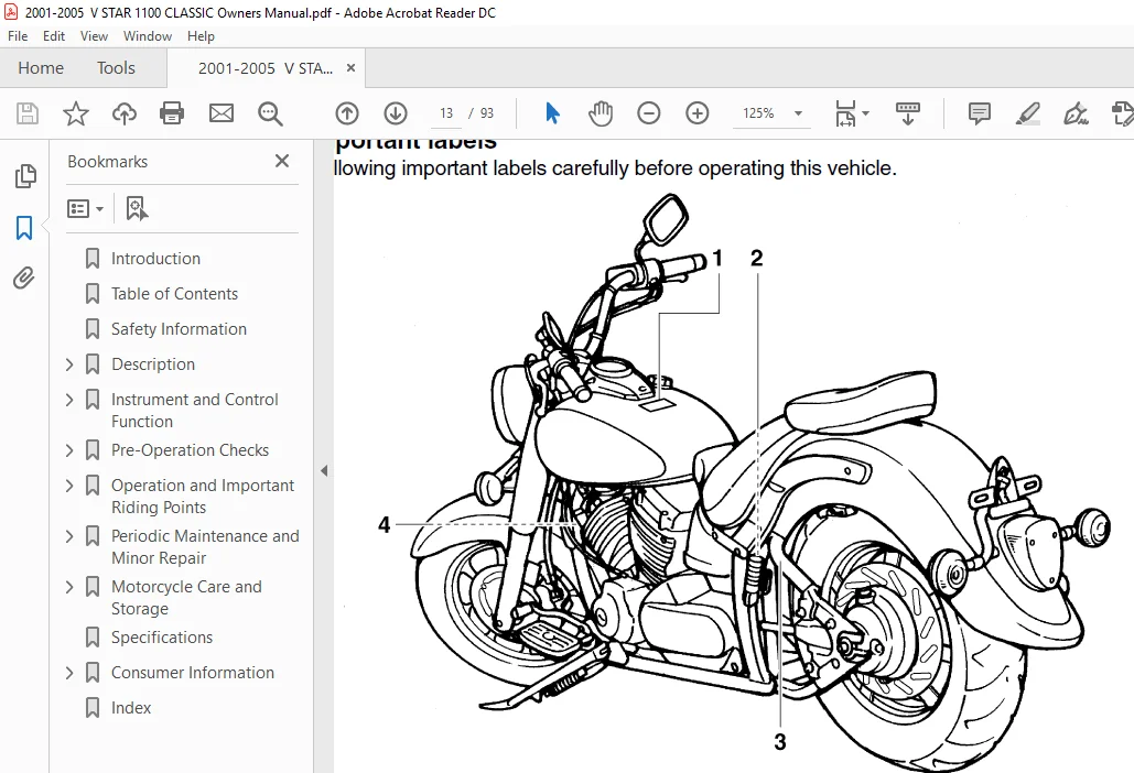 Yamaha V-Star 1100 Classic XVS1100 2001 2002 2003 2004 2005 Repair Service Owners Manual - PDF Download - Image 2