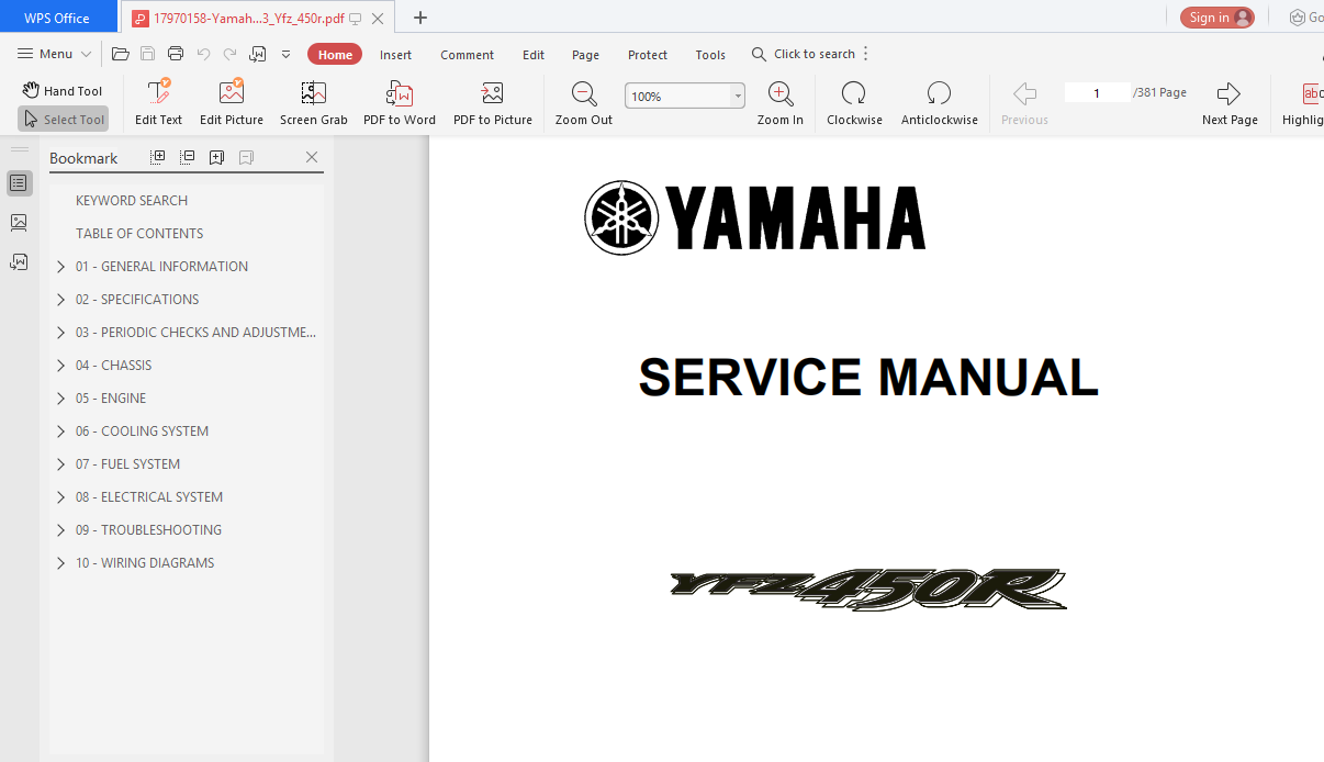 2009-2013 Yamaha Yfz450r Service Manual - PDF Download ~ HeyDownloads