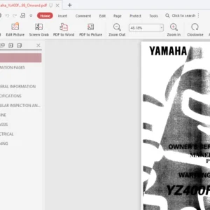 Yamaha Yz400f(k) LC Service Repair Pdf Manual 1998 Onward - PDF Download