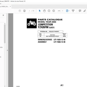 Yamaha Yzf426 (2000) Spare Parts Book PDF Download