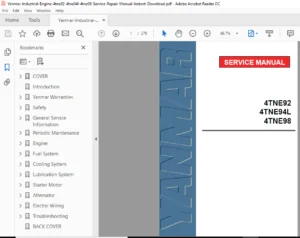 Yanmar Industrial Engine 4tne92 4tne94l 4tne98 Service Repair Manual Instant Download