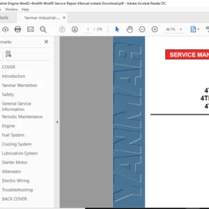 Yanmar Industrial Engine 4tne92 4tne94l 4tne98 Service Repair Manual Instant Download