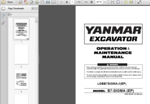 Yanmar B7 sigma Ep Excavator Operation Maintenance Manual - PDF Download