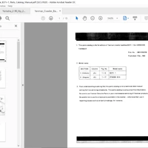 Yanmar Crawler Backhoe B37v-1 Parts Catalog Manual - PDF Download