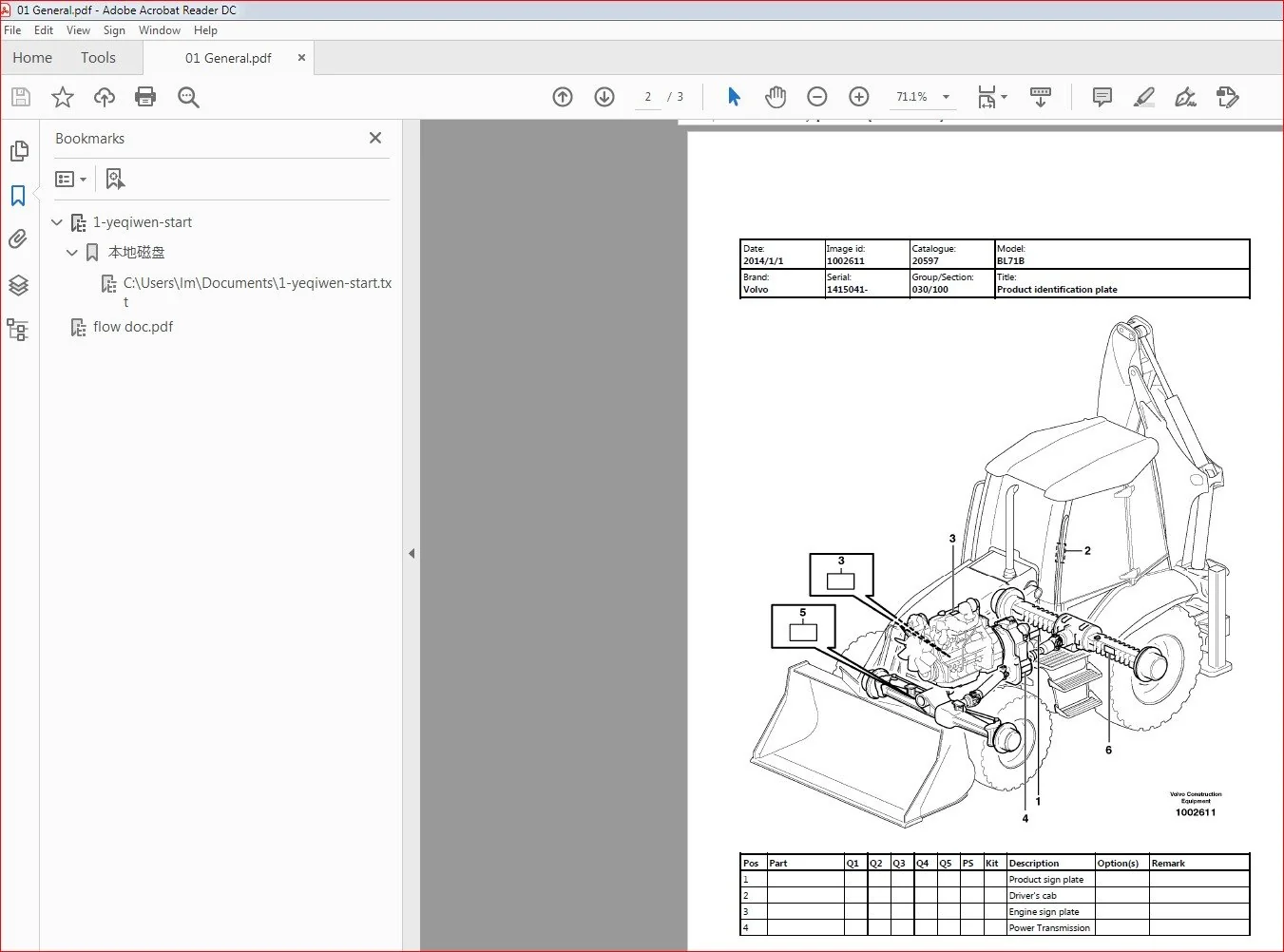 volvo Bl71b Backhoe Loader Service Parts Catalogue Manual Instant Download Sn 1415041 And Up - Image 3