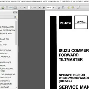1999-2001 Isuzu Npr / Npr Hd / Nqr W3500 W4500 W5500 Chassis Workshop Service Repair Manual - PDF DOWNLOAD