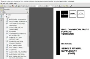 2002 FRR WT5500 ISUZU Commercial Truck FORWARD TILTMASTER - Service Workshop Manual - PDF DOWNLOAD