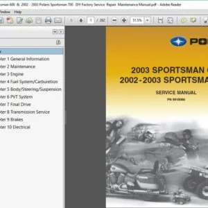 (2003 Polaris Sportsman 600) & (2002-2003 Polaris Sportsman 700)  Factory Service Maintenance Manual - PDF DOWNLOAD
