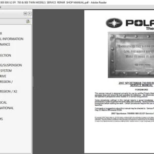 2007 POLARIS SPORTSMAN 700 800 800 X2 EFI 700 & 800 TWIN MODELS SERVICE REPAIR SHOP MANUAL - PDF DOWNLOAD