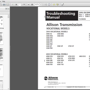 Allison Transmission 4000 Series Troubleshooting Service Manual - PDF DOWNLOAD