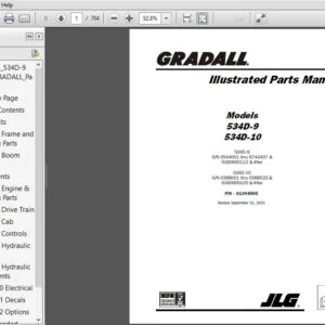 Gradall 534D9 534D10 Forklift Telehandler Parts Manual - PDF Download