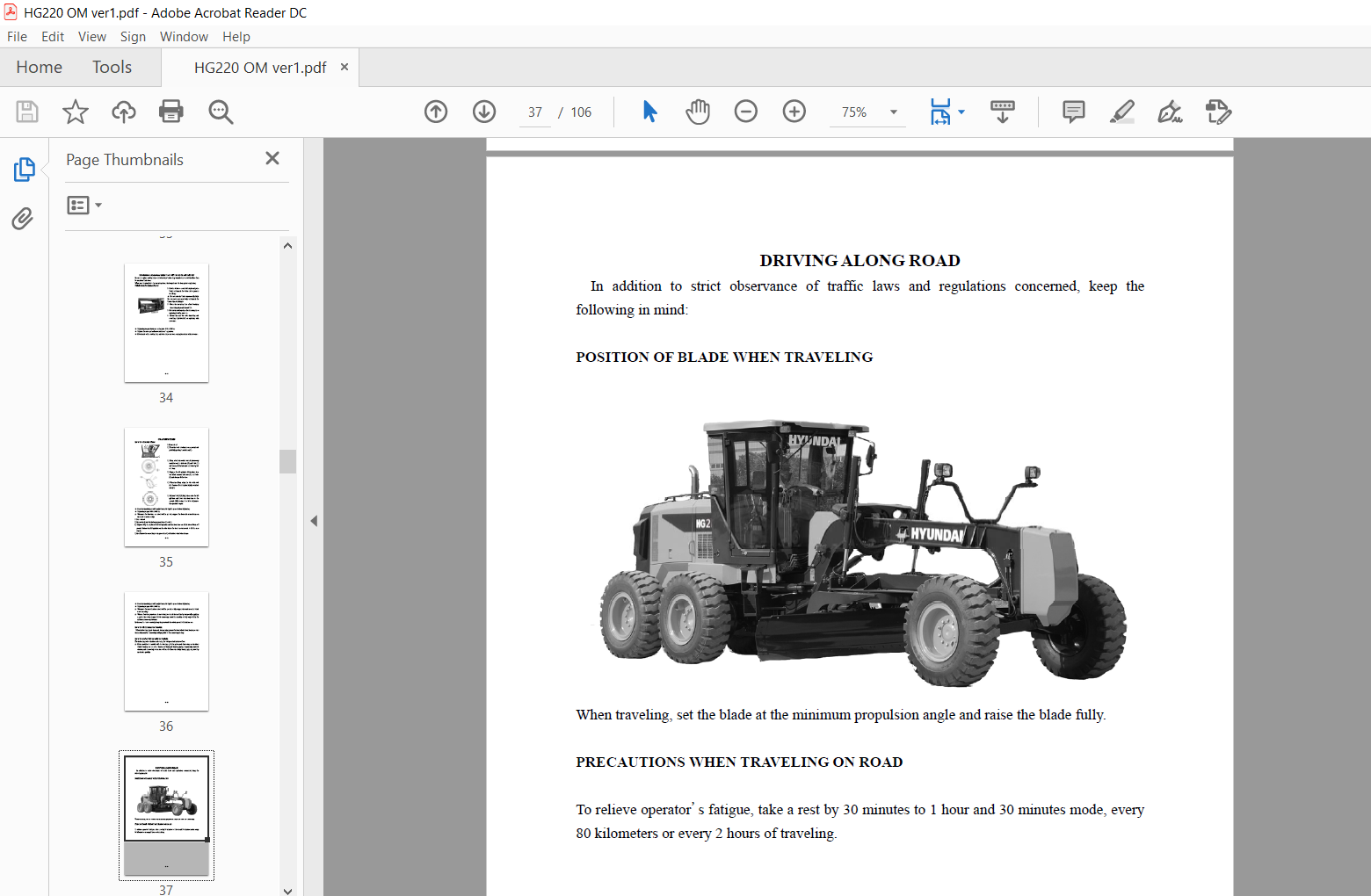 Hyundai HG220 Motor Grader Operator Manual - PDF Download ...