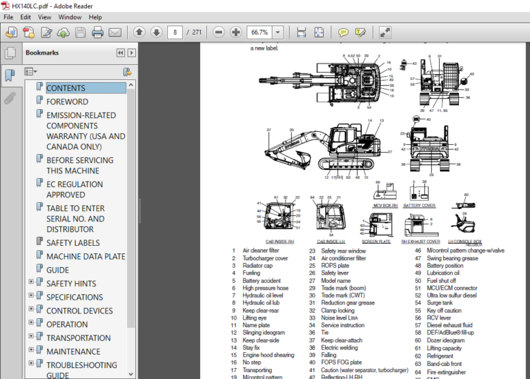 Hyundai HX140LC Crawler Excavator Operators Manual - PDF Download ...