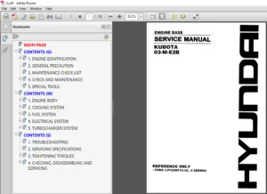 Hyundai Kubota 03-M-E2B Engine Base Service Manual - PDF DOWNLOAD