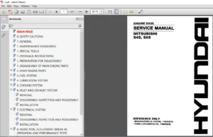 Hyundai Mitsubishi S4S, S6S Engine Base Service Manual - PDF DOWNLOAD