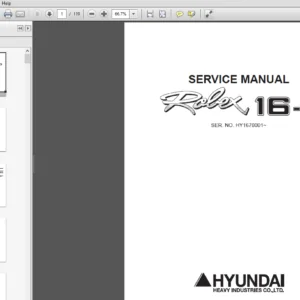 Hyundai R16-7 Mini Excavator Service Repair Manual - PDF Download