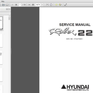 Hyundai R22-7 Crawler Excavator Service Repair Manual - PDF Download