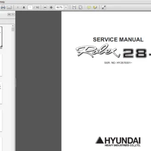 Hyundai R28-7 Mini Excavator Service Repair Manual - PDF Download