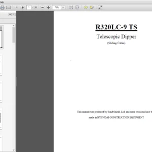 Hyundai R320LC-9TS Crawler Excavator Operators Manual - PDF Download