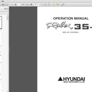 Hyundai R35-7 Crawler Excavator Operator Manual - PDF Download