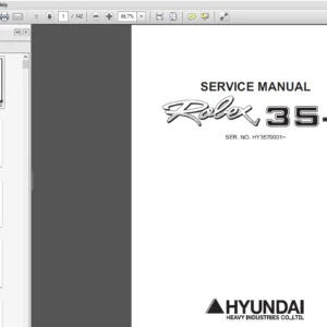 Hyundai R35-7 Mini Excavator Service Repair Manual - PDF Download