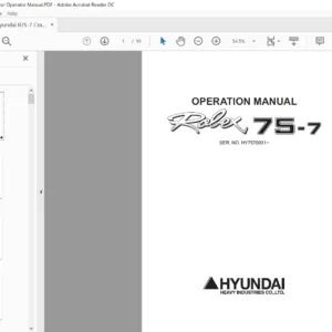 Hyundai R75-7 Crawler Excavator Operator Manual - PDF Download