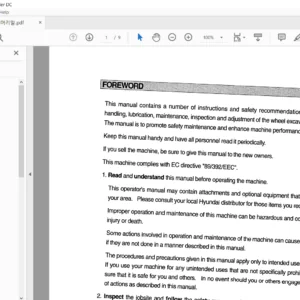 Hyundai Wheel Excavator R130W-3 Operator Manual - PDF Download