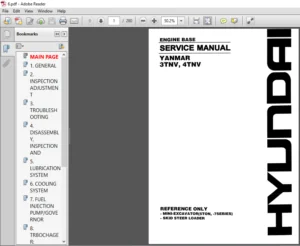 Hyundai Yanmar 3TNV, 4TNV Engine Base Service Manual - PDF DOWNLOAD