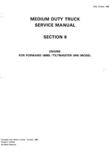 ISUZU 4BD1 4BD1T 3.9L Engine Workshop Manual ( For FORWARD 4000 / TILTMASTER W4 Model ) - DOWNLOAD
