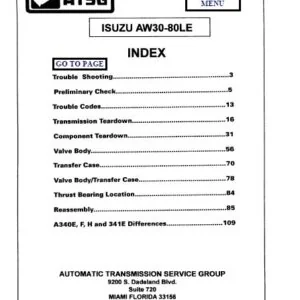 ISUZU AW30-80LE ( AW30 80LE AW3080LE ) Transmission Gearbox Service / Repair / Workshop Manual - PDF DOWNLOAD
