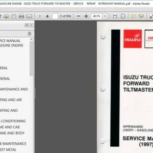 ISUZU NPR / W4 / 4000 ( V8 EFI GASOLINE Engine )- ISUZU Truck FORWARD TILTMASTER - Service Manual - PDF DOWNLOAD