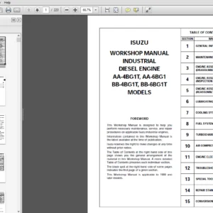Isuzu Indusrial Models AA-4BG1T, AA-6BG1 BB-4BG1T, BB-6BG1T Diesel Engine Service Repair Manual - PDF Download
