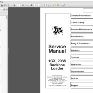 JCB 1CX, 208S Backhoe Loader Service Manual  - PDF DOWNLOAD