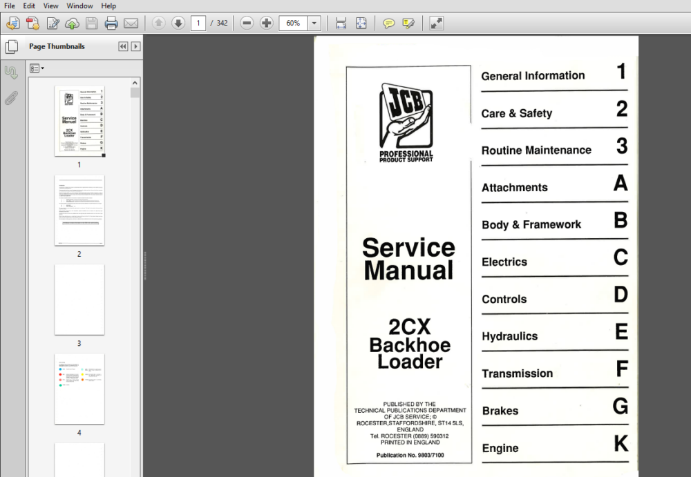 Jcb Backhoe Operators Manual