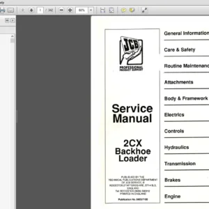 JCB 2cx Backhoe Loader Service Repair Manual - PDF Download