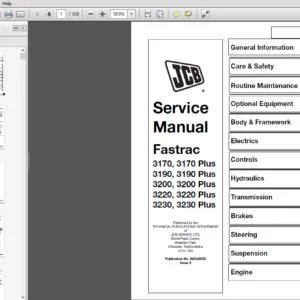JCB 3170, 3170 Plus, 3190, 3190 Plus, 3220, 3220 Plus Fastrac Tractor Service Manual - PDF DOWNLOAD