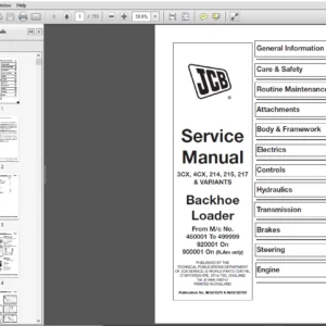 JCB 3CX, 4CX, 214, 215, 217 & Variants Backhoe Loader Service Manual - 9803/3270 - PDF DOWNLOAD
