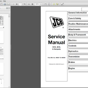 JCB 3CX, 4CX Backhoe Loader Service Manual  98033260-9 - PDF DOWNLOAD