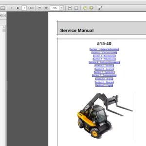 JCB 514-40 Loadall Telescopic Handlers Service Repair Manual - PDF Download