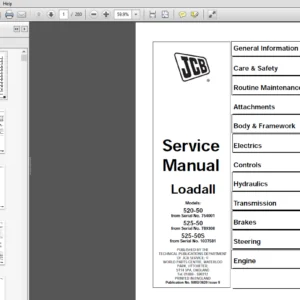 JCB 520, 525 Loadall Service Manual - 9803/3620-9 - PDF DOWNLOAD