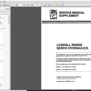 JCB 525B HL, 530B HL Loadall Range Servo Hydraulics Service Manual Supplement 9803-3352-1 - PDF DOWNLOAD