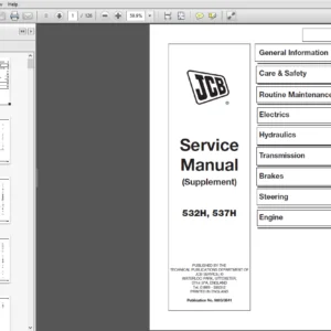 JCB 532H, 537H Loadalls Service Manual (Supplement) - 9803/3641 - PDF DOWNLOAD