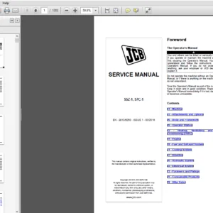 JCB 55Z-1, 57C-1 Mini Excavator Service Repair Manual - PDF Download