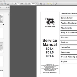 JCB 801.4, 801.5, 801.6 Mini Excavator Service Manual - PDF DOWNLOAD