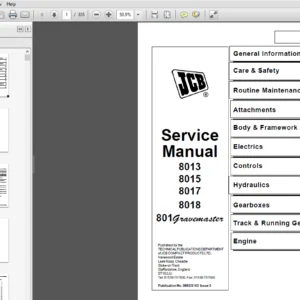 JCB 8013, 8015, 8017, 8018, 801 Gravemaster Mini Excavator Service Manual 98033105-3 - PDF DOWNLOAD