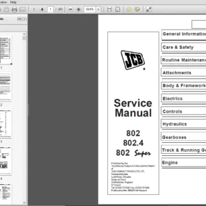 JCB 802, 802.4, 802 Super Mini Excavator Service Manual - PDF DOWNLOAD