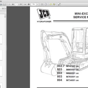 JCB 802.7, 803, 804 Mini Crawler Excavator Service Repair Manual - PDF DOWNLOAD