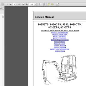 JCB 8025ZTS, 8026CTS, JS30, 8029CTS Mini Excavator Service Repair Manual - PDF Download