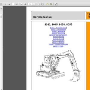 JCB 8040ZTS, 8045ZTS, 8050ZTS, 8055ZTS Mini Excavator Service Repair Manual - PDF Download
