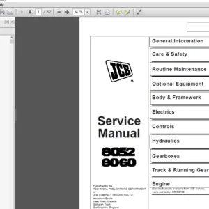 JCB 8052, 8060 Mini Excavator Service  Repair Manual - PDF Download